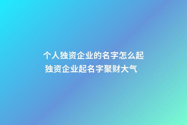 个人独资企业的名字怎么起 独资企业起名字聚财大气-第1张-公司起名-玄机派